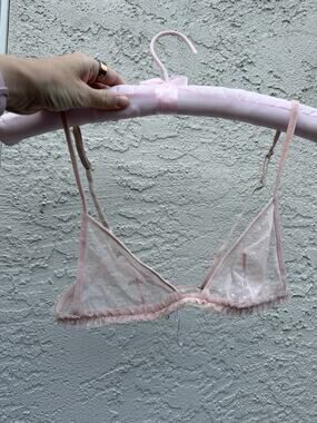 La Perla Polka Dot Pink Lace Bralette Laces See Through - Size 32B